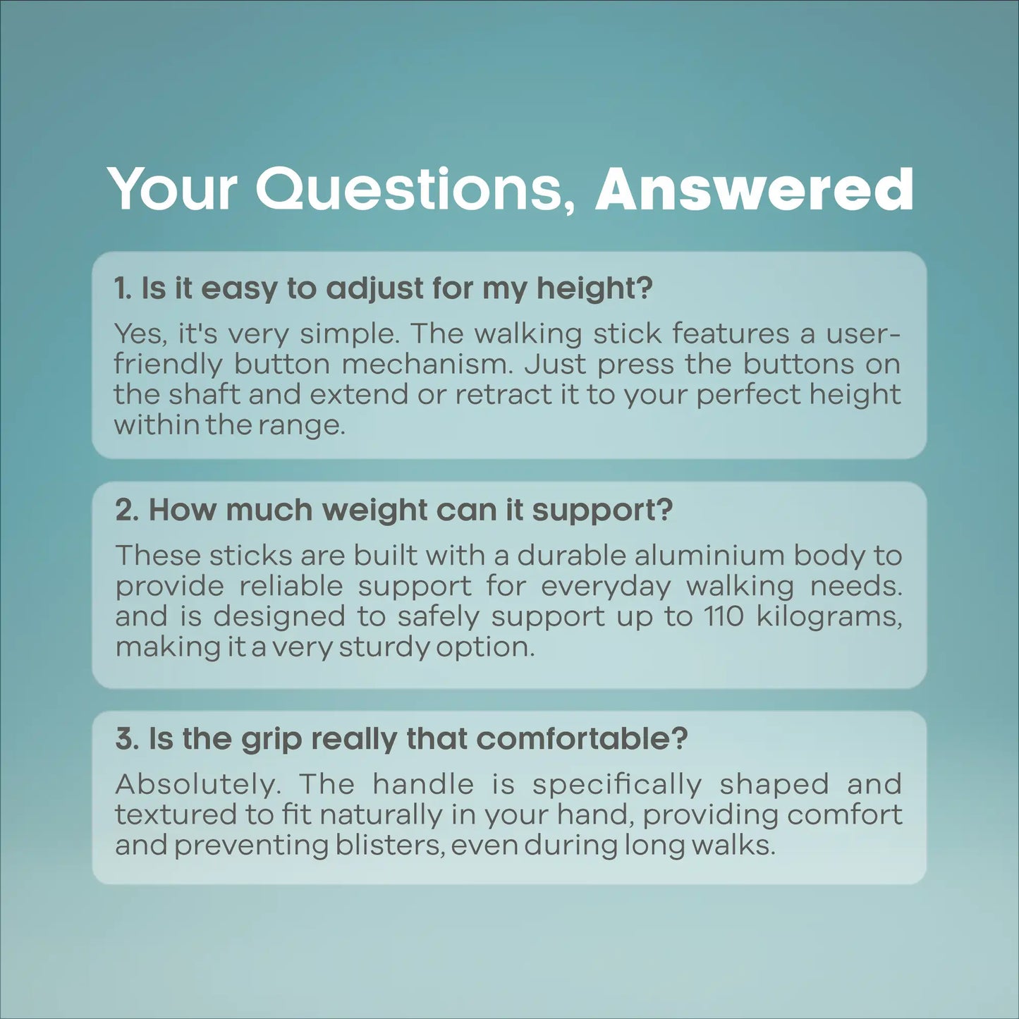 Adjustable Height Walking Stick - Anti Skid - ARREX MS50