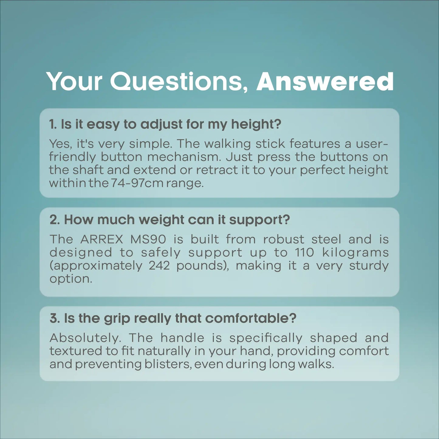 STEEL WALKING STICK - ARREX MS90