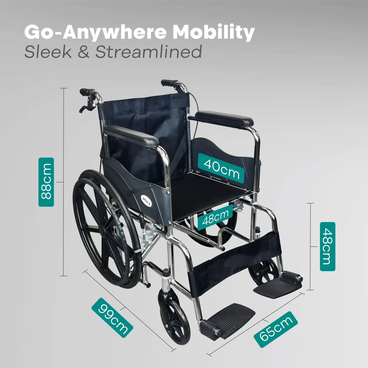 Foldable Manual Wheelchair with Safety Brakes Arrex Molly