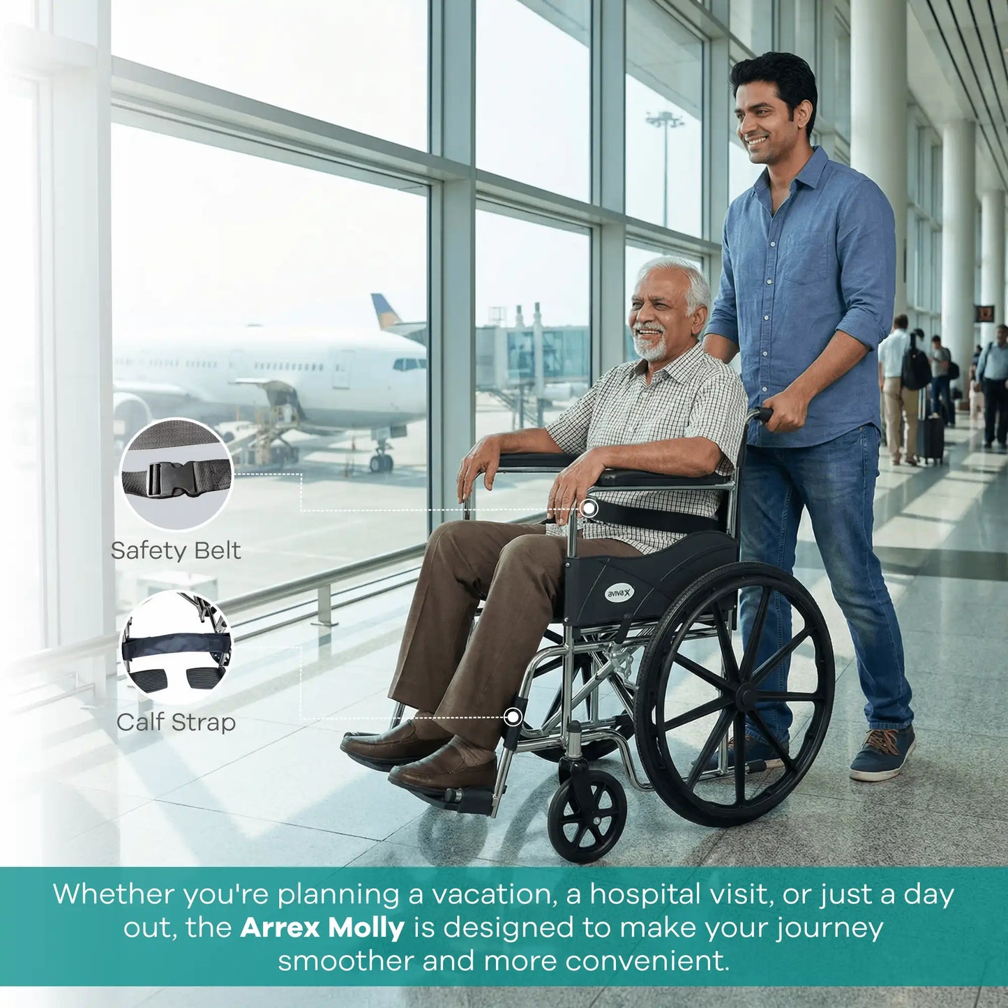 Foldable Manual Wheelchair with Safety Brakes Arrex Molly