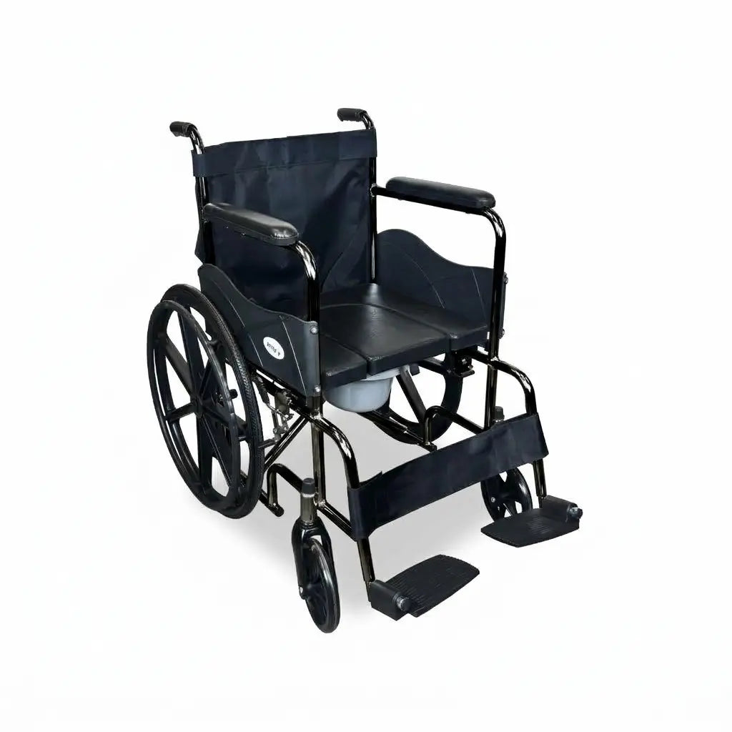 Foldable Commode Wheelchair with Safety Brakes Arrex Morso Pro