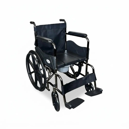 Foldable Commode Wheelchair with Safety Brakes Arrex Morso Pro