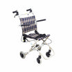 Foldable wheelchair with plaid seat cover on a white background