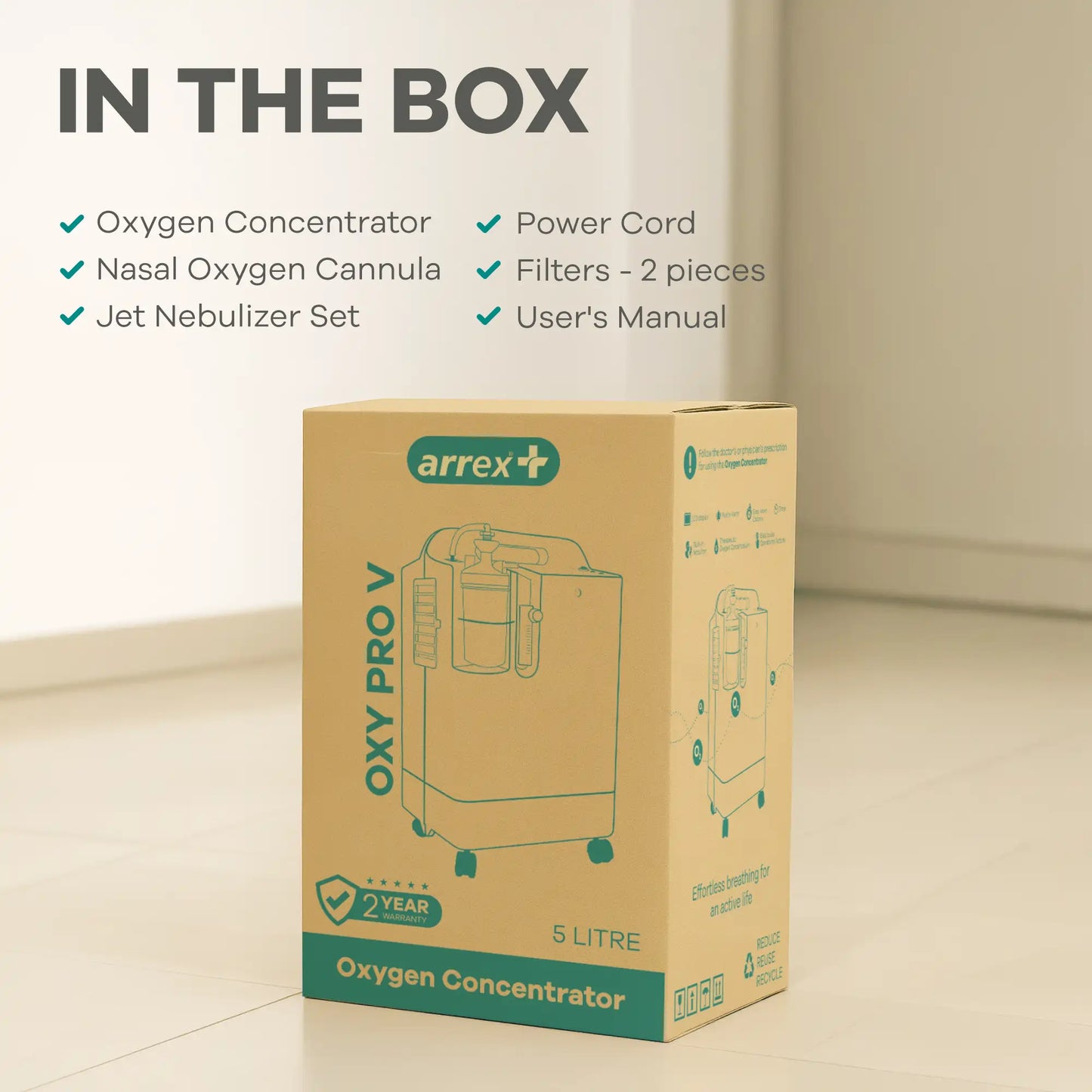 High Purity 5L Oxygen Concentrator with Alarms Arrex Oxy Pro V