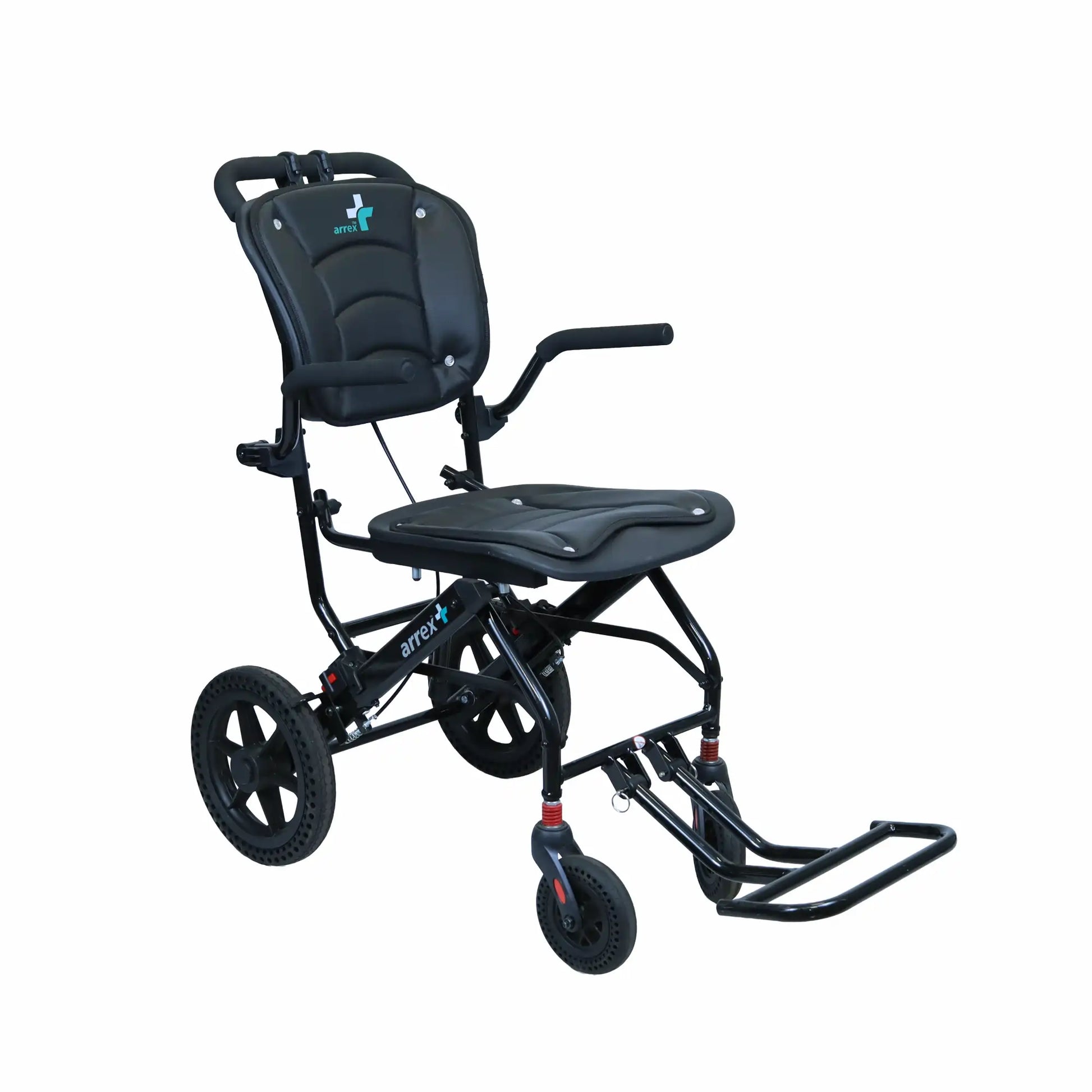 Black wheelchair with adjustable backrest on a white background