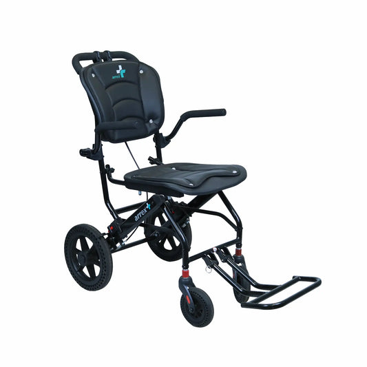 Black wheelchair with adjustable backrest on a white background