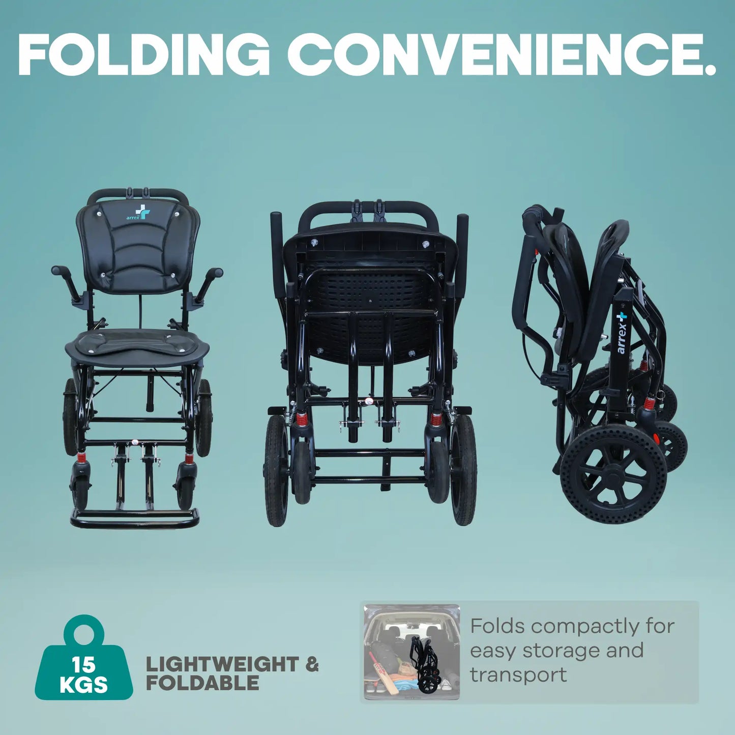 Pepper Foldable Aluminum Travel Wheelchair with Auto Lock Brakes