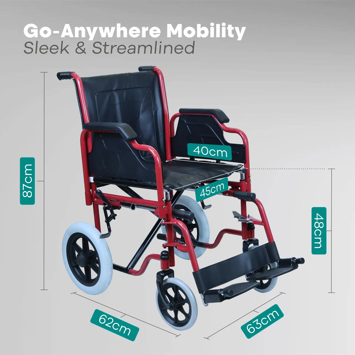 Premium Chromed Steel Wheelchair with Detachable Armrests Arrex Perla