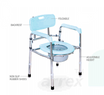 ARREX VP130 COMMODE CHAIR: CHROMED STEEL, FOLDABLE, HEIGHT ADJUSTABLE, ATTACHED POT, SAFE AND SECURE