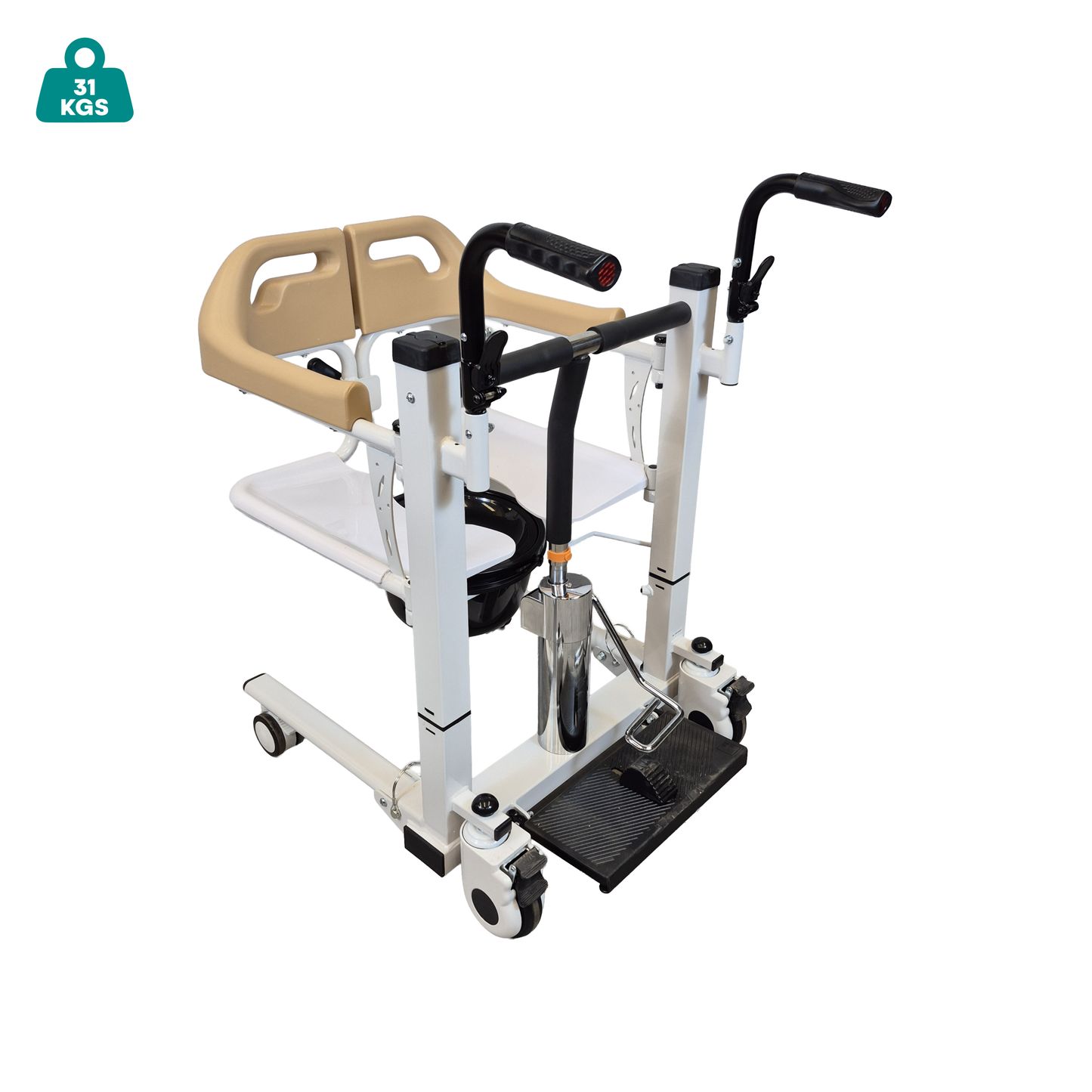 Arrex Seneca Hydraulic Patient Transfer Chair 3-in-1 Commode Wheelchair