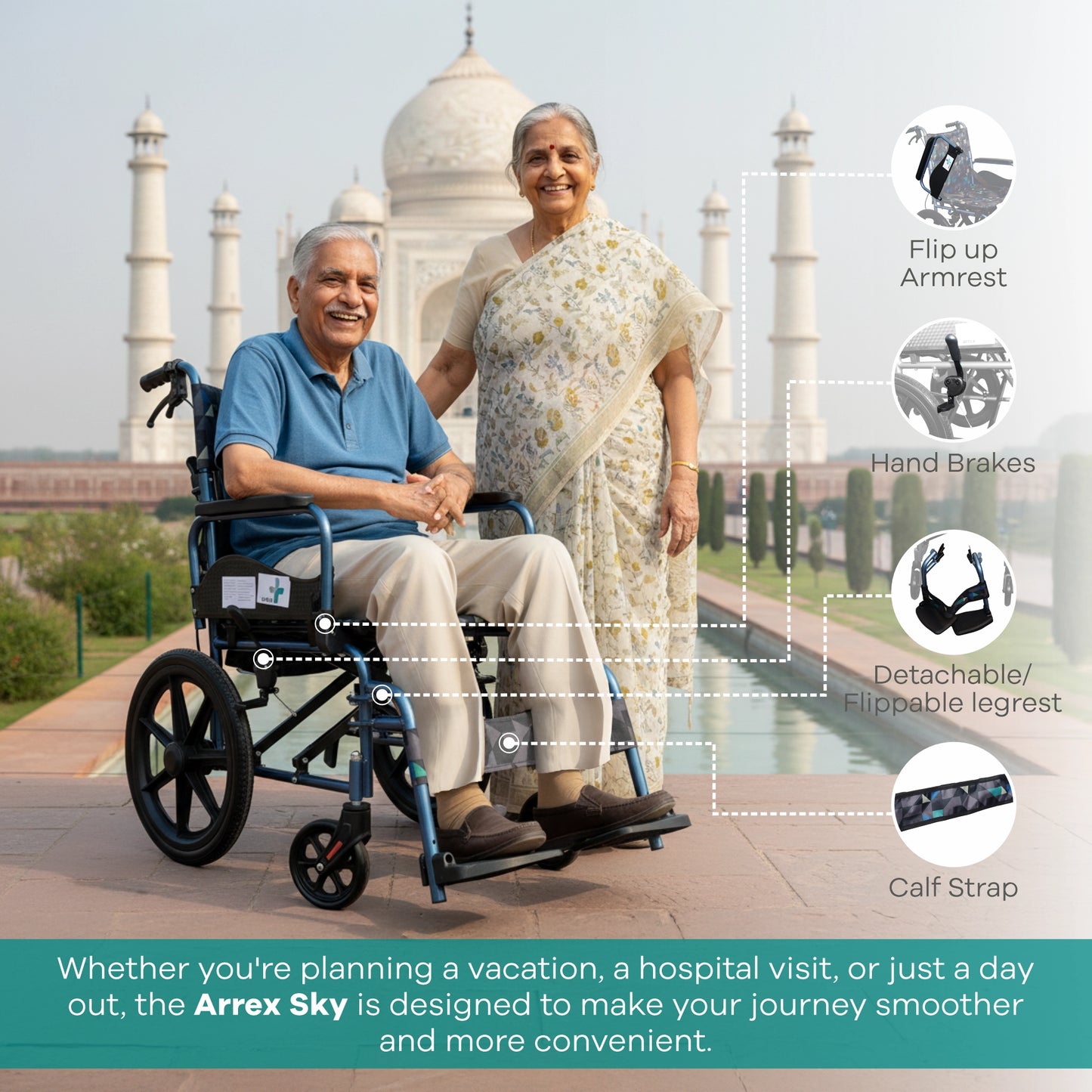 Premium Foldable Aluminium Wheelchair Arrex Sky