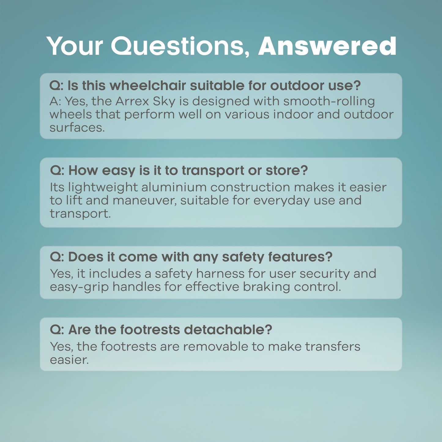 Premium Foldable Aluminium Wheelchair Arrex Sky