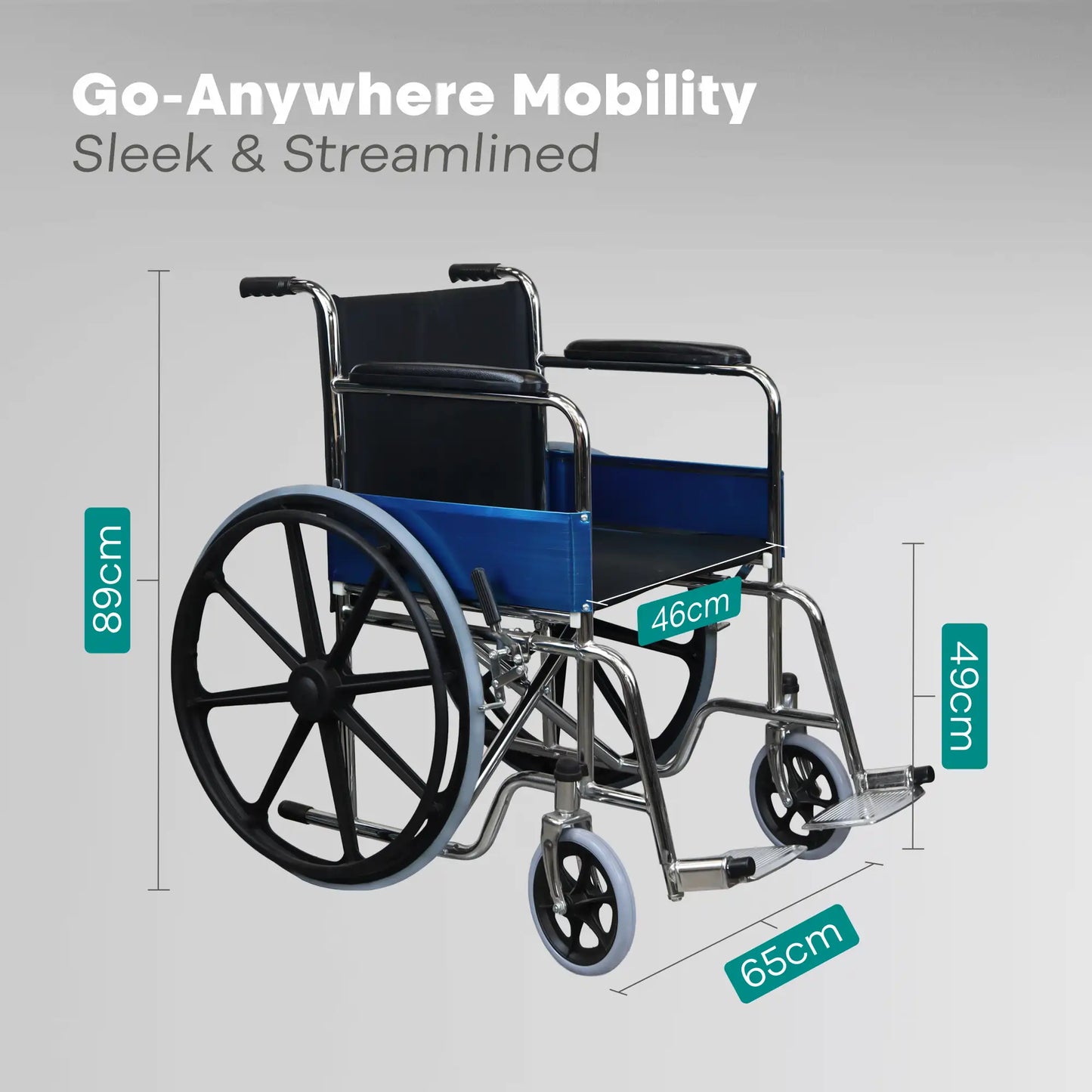 Basic Foldable Steel Wheelchair with Mag Wheels Arrex Tommy Mag