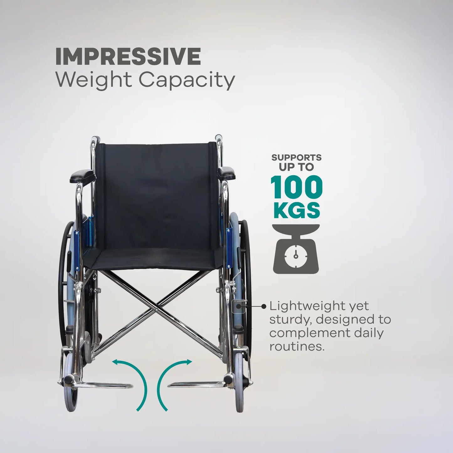 Basic Foldable Steel Wheelchair with Mag Wheels Arrex Tommy Mag