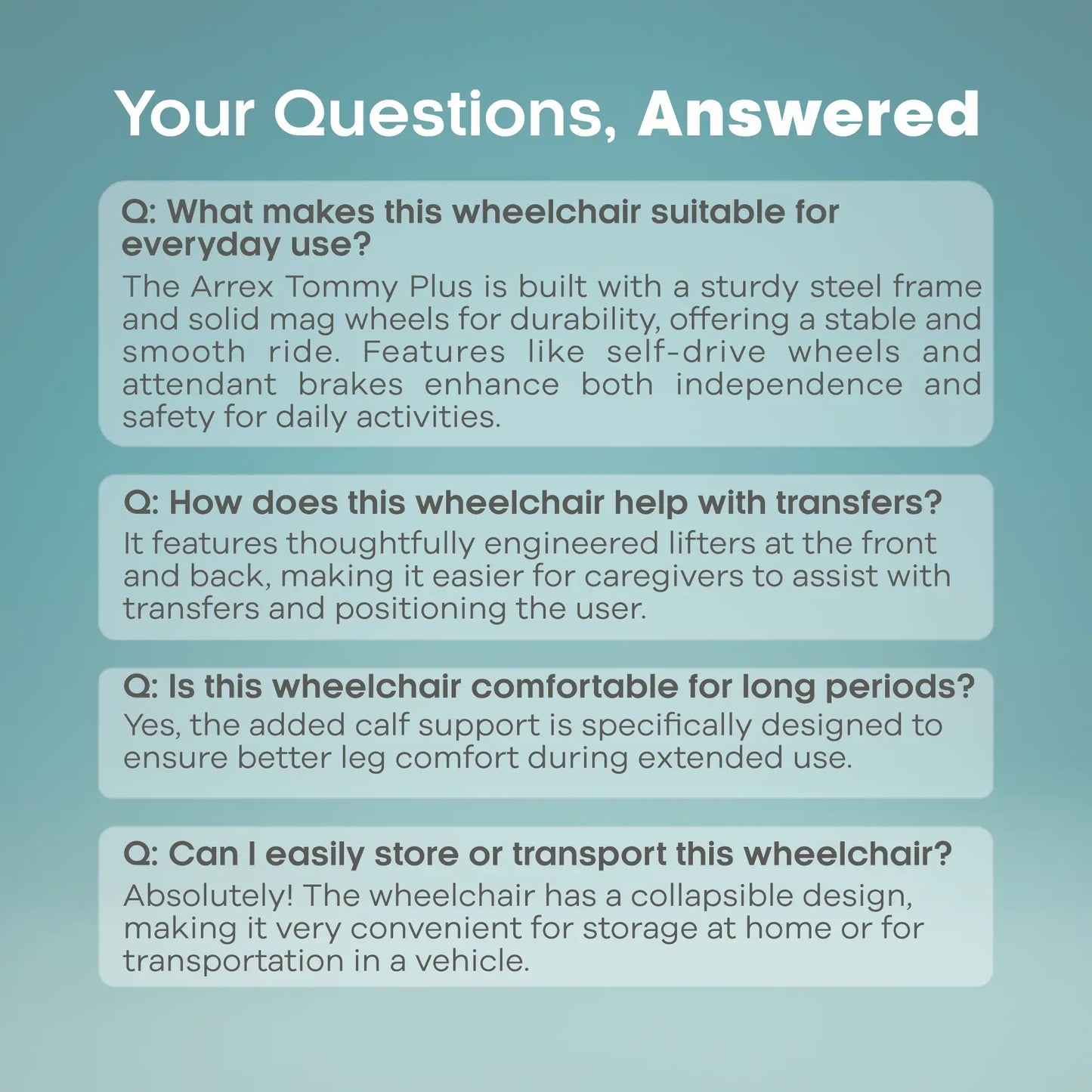Basic Steel Wheelchair with Mag Wheels & Attendant Brake Arrex Tommy Plus