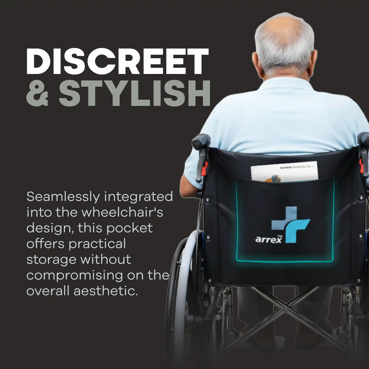 Basic Steel Wheelchair with Mag Wheels & Attendant Brake Arrex Tommy Plus