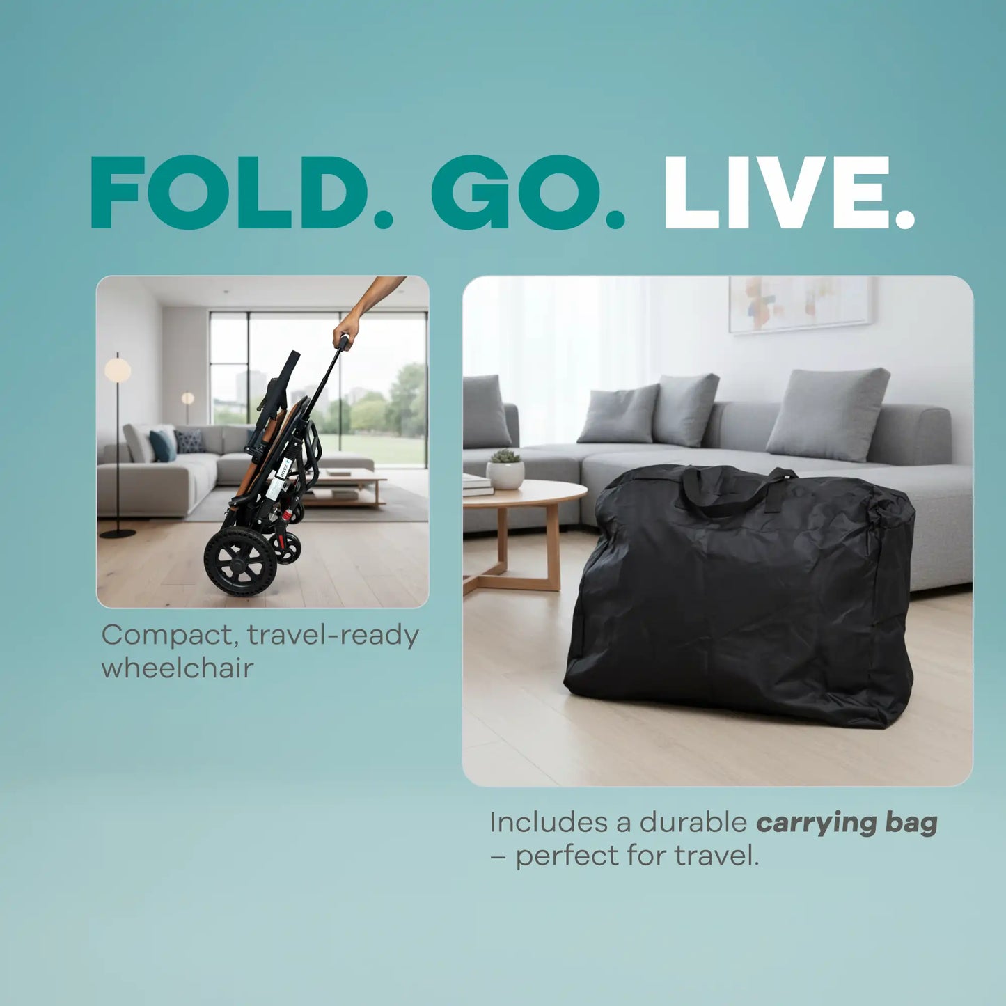 Arrex Toru Lightweight Foldable Travel Wheelchair with Brakes