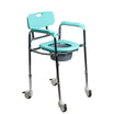 ARREX VP120 PREMIUM COMMODE WHEELCHAIR: HEIGHT ADJUSTABLE, REAR SOLID-CASTOR WITH BRAKES, ATTACHED POT, ENHANCED MOBILITY, SAFETY