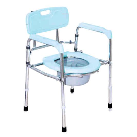 bombay surgical arrex vp130 commode chair: chromed steel, foldable, height adjustable, attached pot, safe and secure