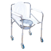 ARREX VP40 COMMODE CHAIR SOLID CASTOR WHEELS WITH BRAKES, HEIGHT ADJUSTABLE, ATTACHED POT, DURABLE AND RELIABLE