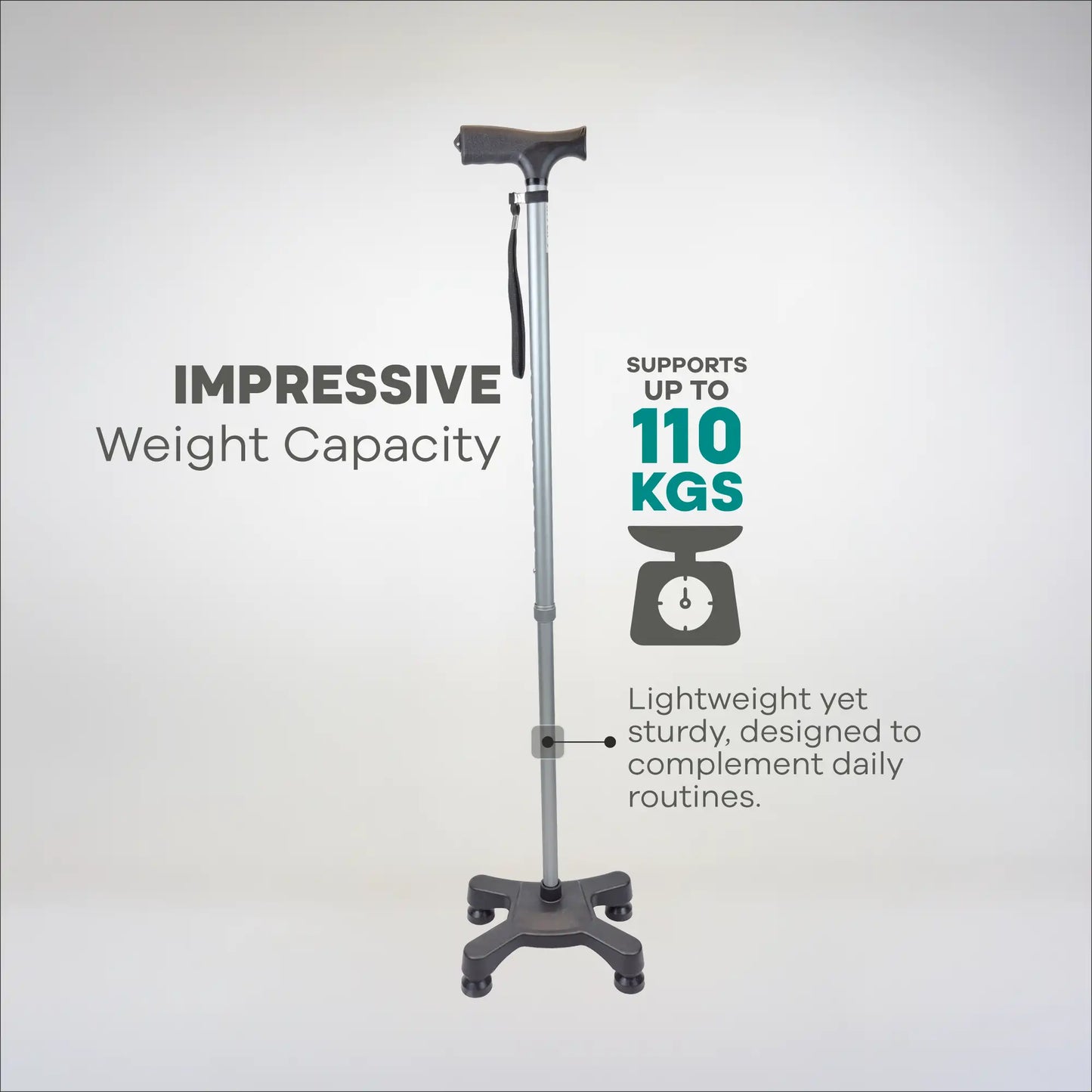 Quadripod /4 Leg Adjustable Height Walking Stick - Anti Skid - ARREX MS300 AL