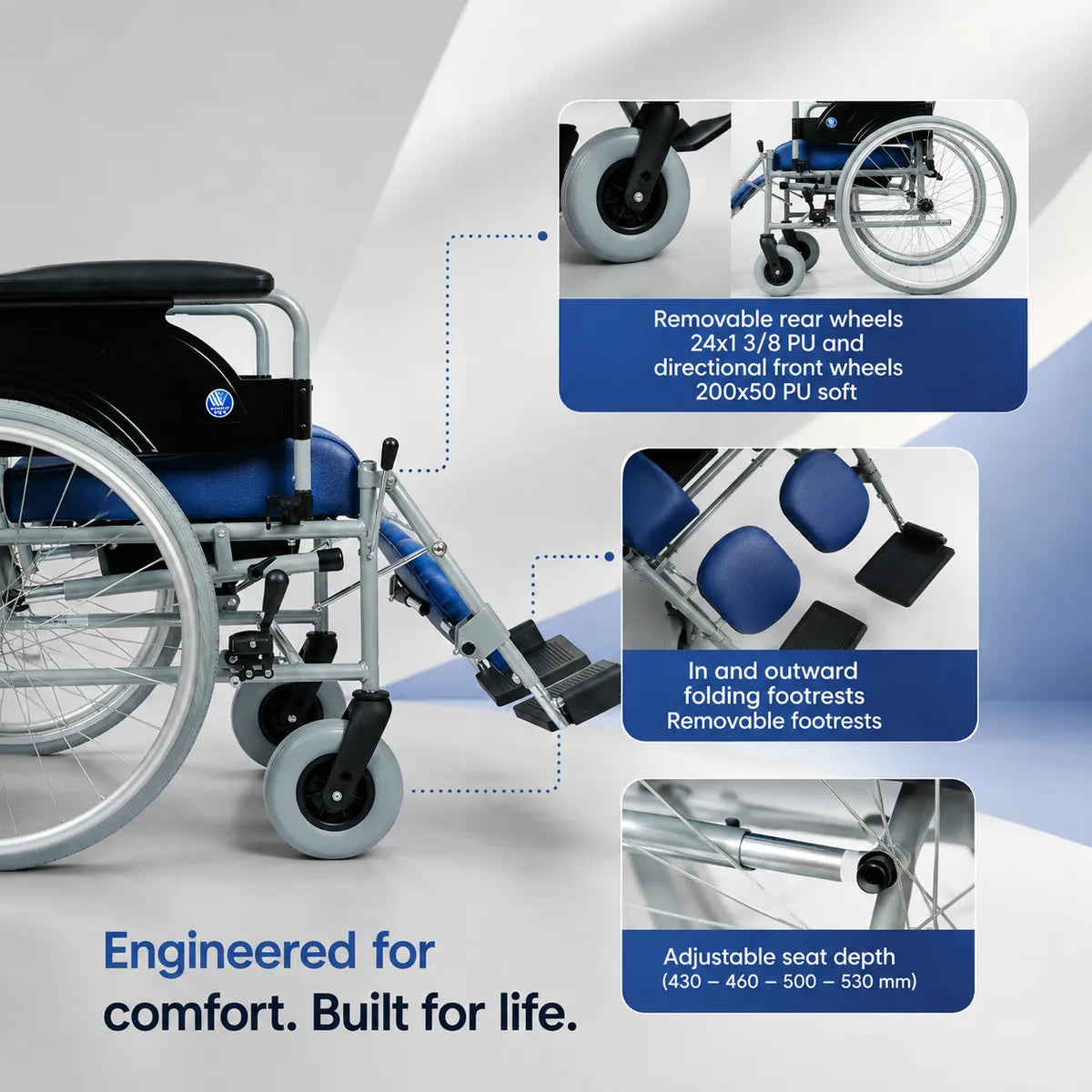 VERMEIREN 9300 Reclining Commode Wheelchair for Elderly & Patients