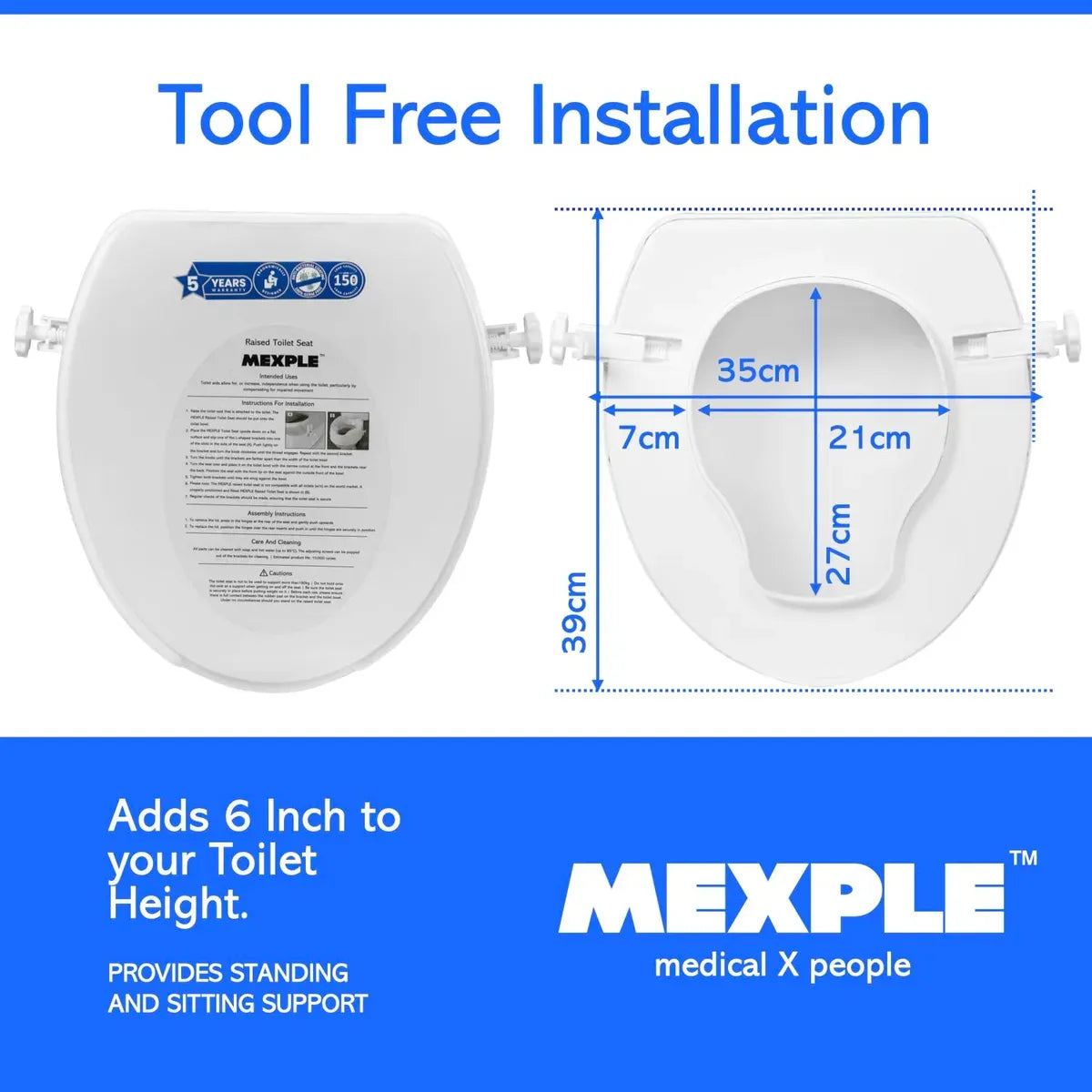 MEXPLE RaiXer6 Toilet Seat Elevator for Elderly & Patients (6-Inch)