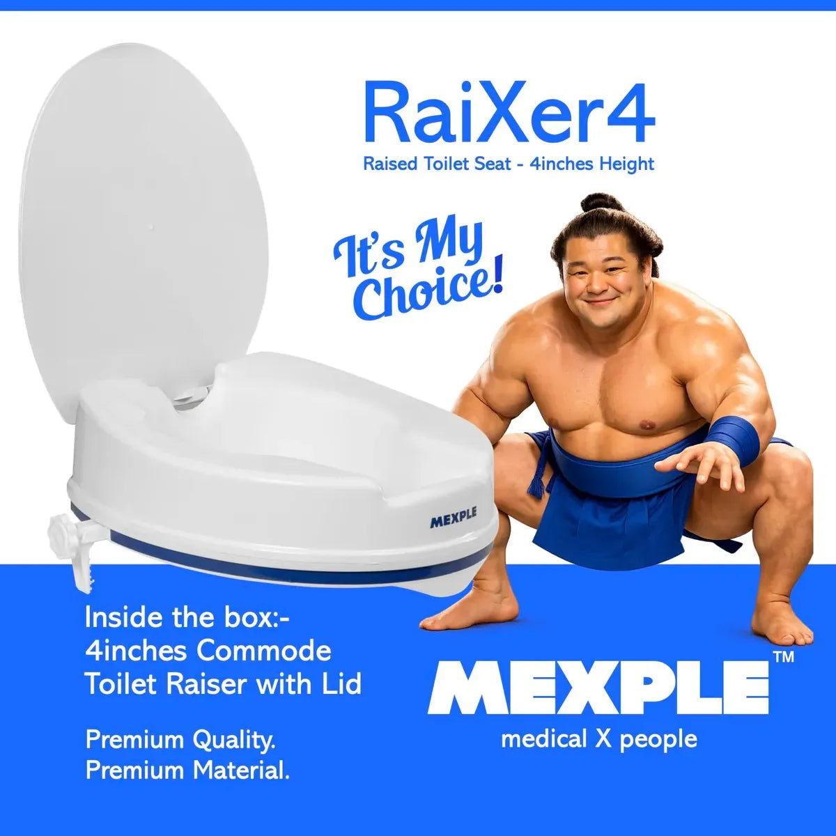 MEXPLE RaiXer4 4 Inch Toilet Seat Elevator for Elderly & Patients