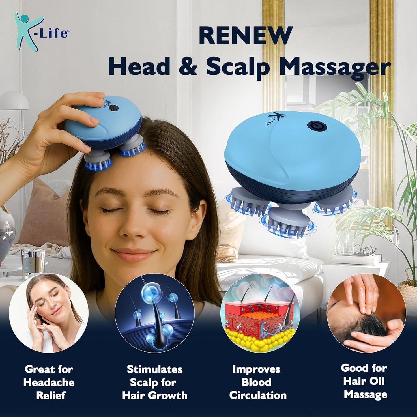 K-life Renew Electric Head & Body Massager with 3 Speed Modes