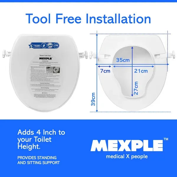 MEXPLE RaiXer4 4 Inch Toilet Seat Elevator for Elderly & Patients